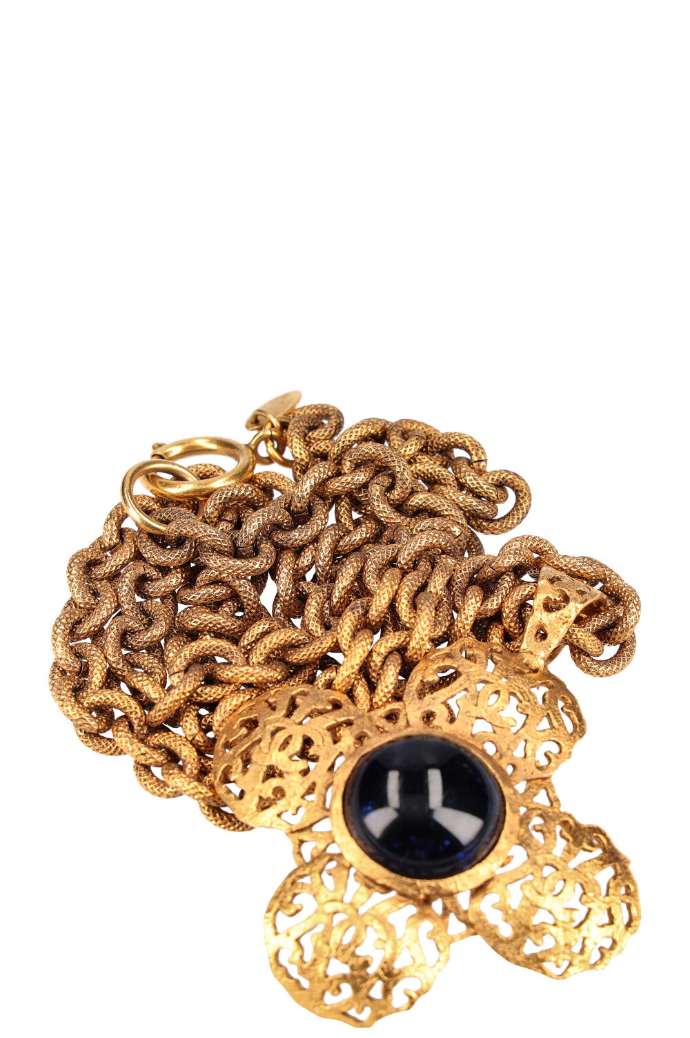 CHANEL CC Clover Charm Gold Chain Pendant Necklace 95P Acrylic 26598 | eBay